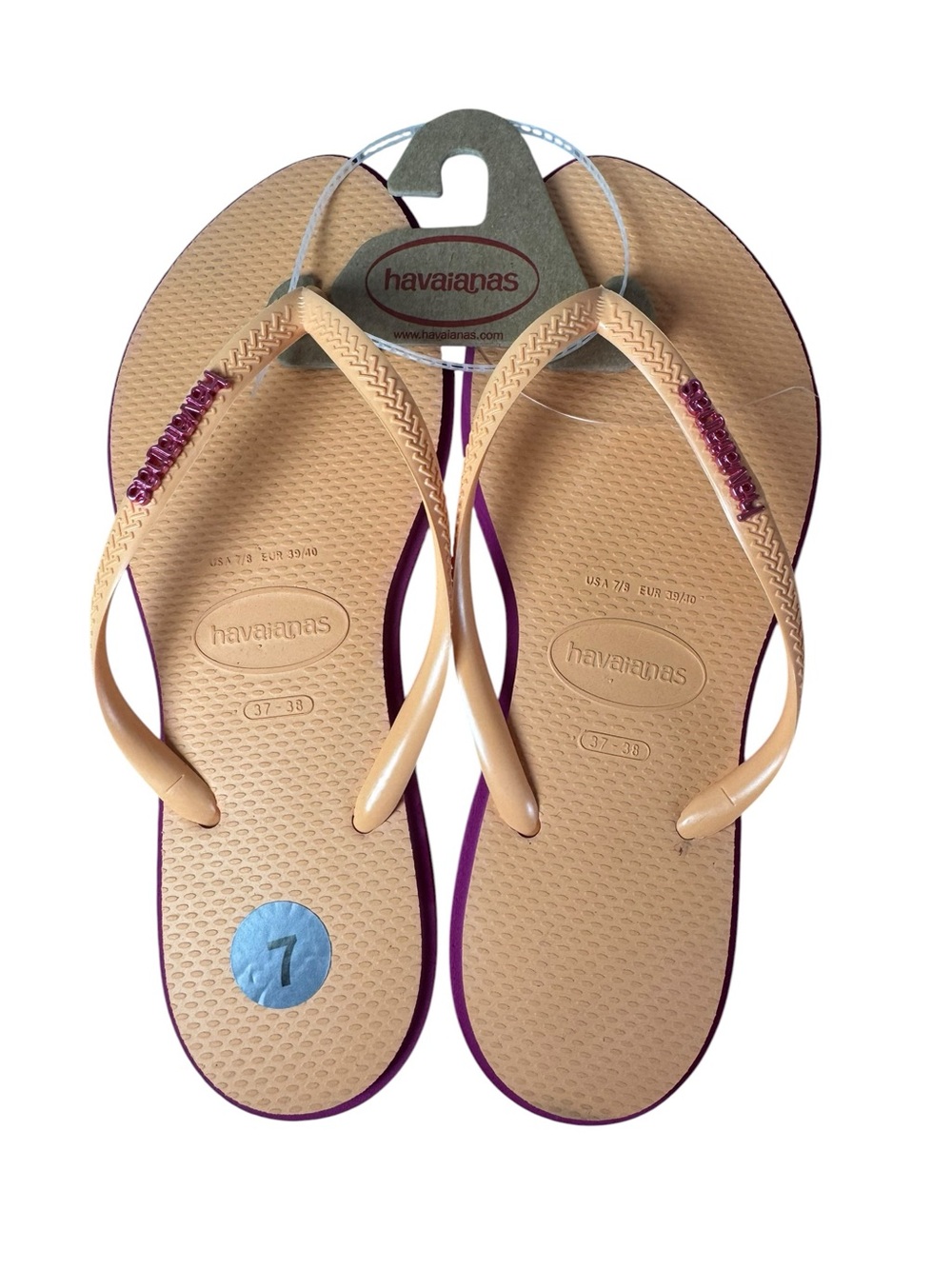 NWT Havaianas Women’s Slim Point Rose Gum Size 7 Flip Flops - Picture 3 of 8